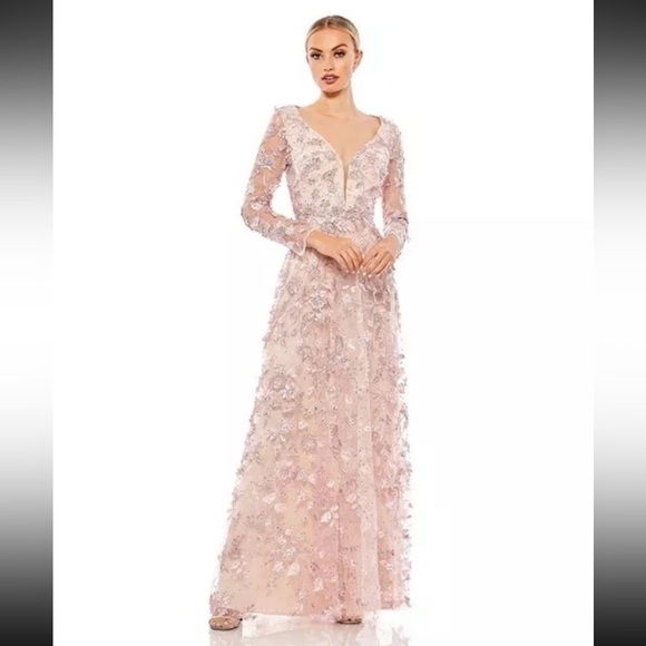 Mac Duggal Pink Floral Maxi Dress size 10 - Picture 1 of 11